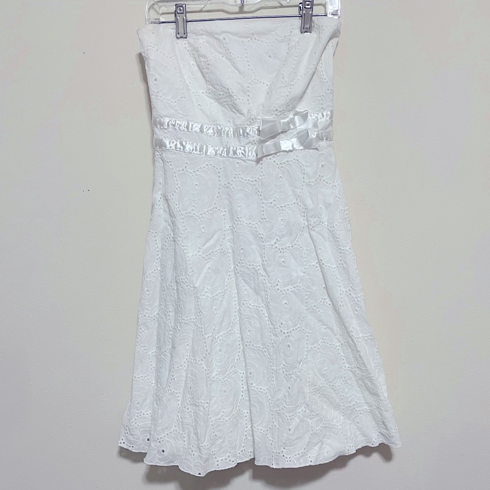 XOXO White Eyelet Strapless Dress Size 3